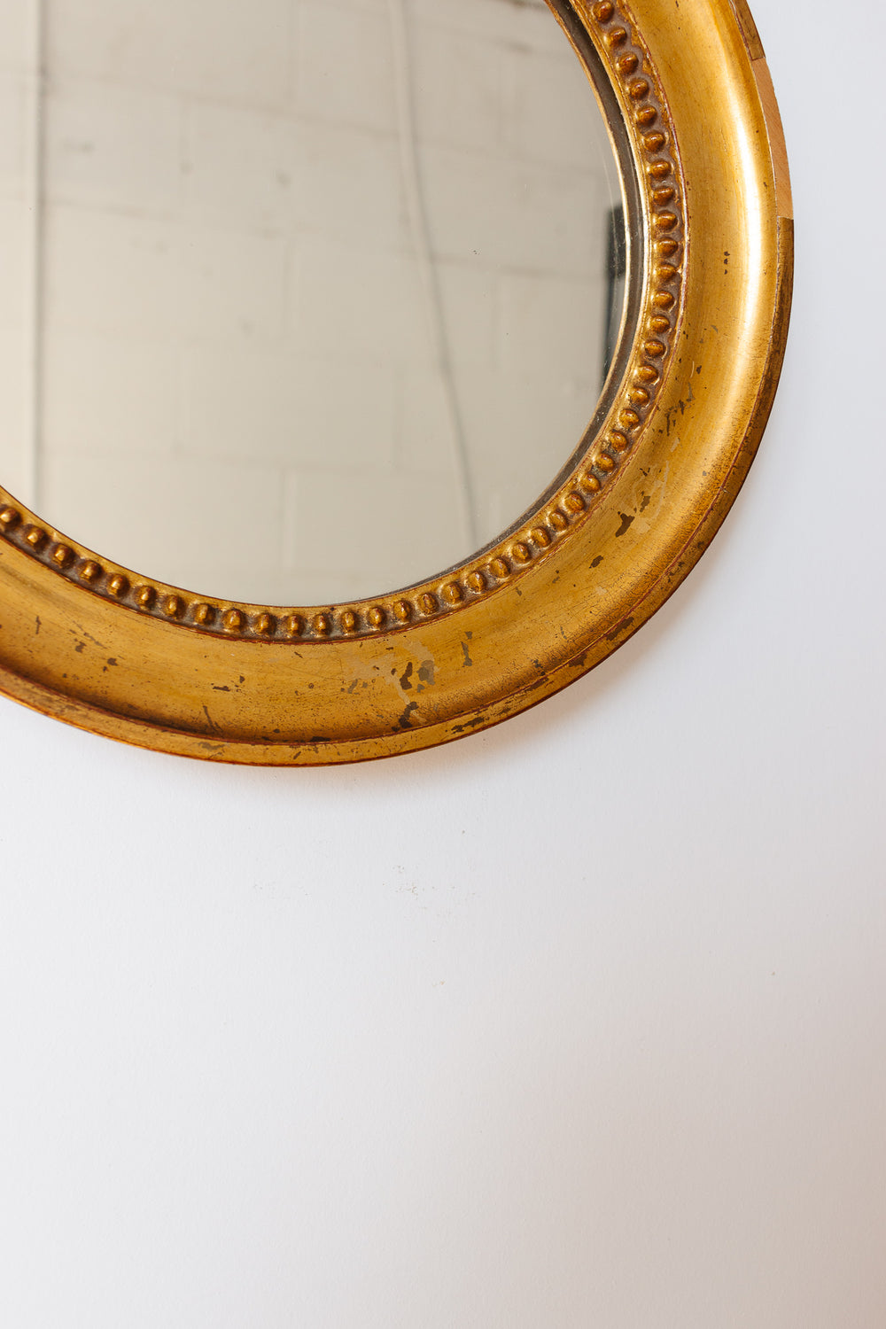 19th century french round gilt wood mirror