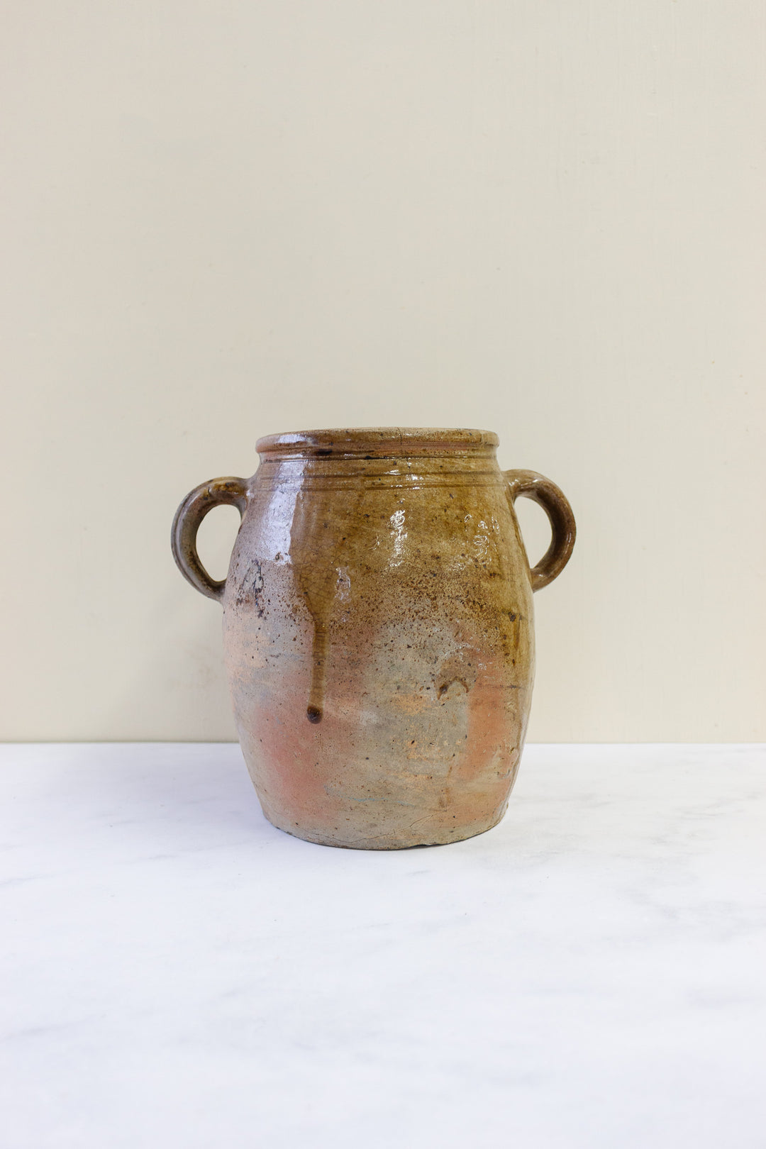 antique French terra cotta confit pot