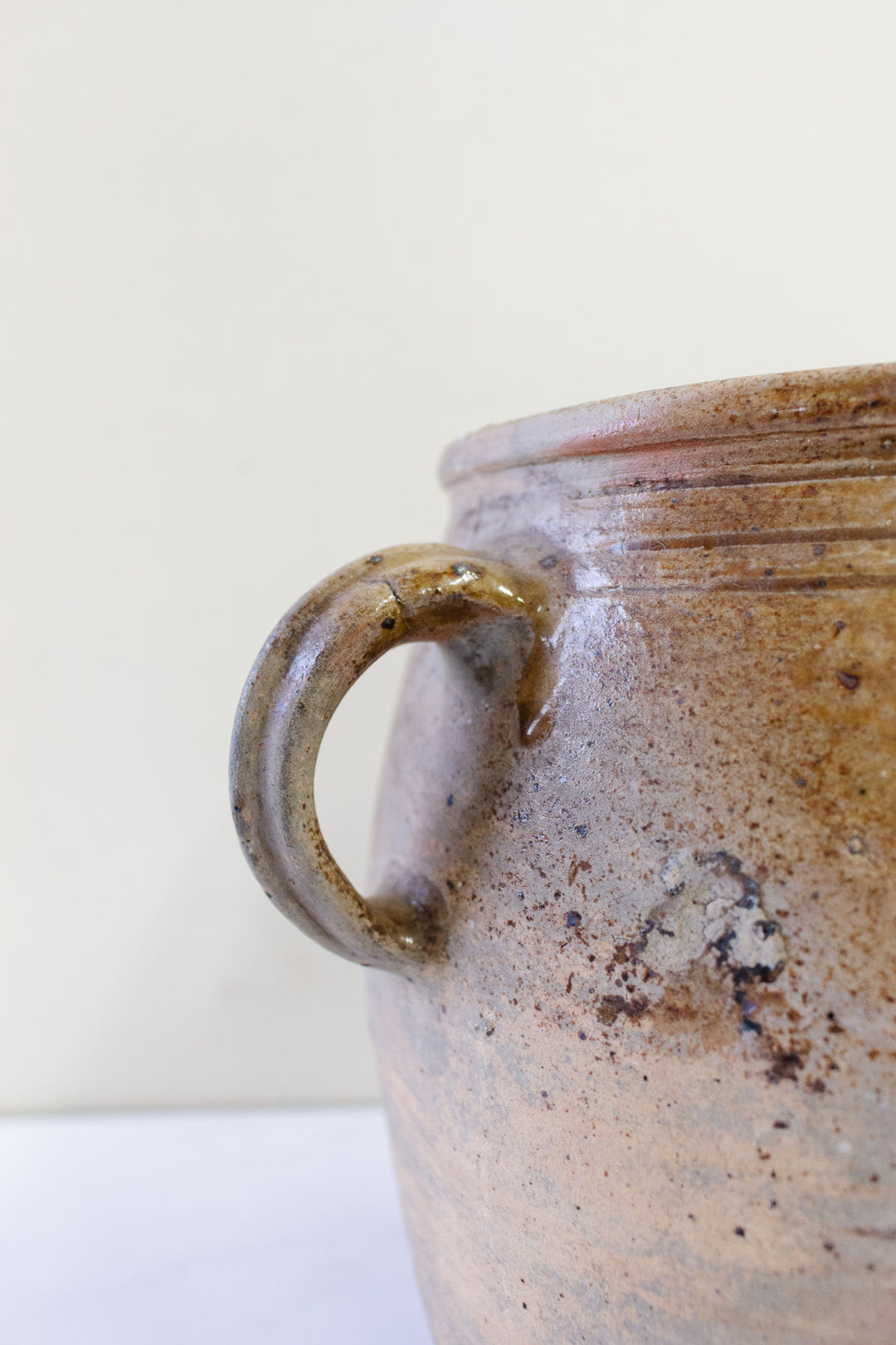 antique French terra cotta confit pot