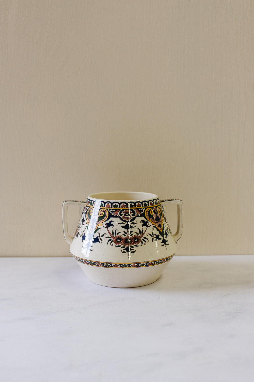 rare 1800s French Sarreguemines art nouveau transferware vessel