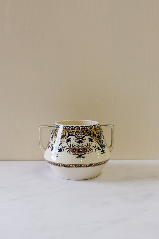 rare 1800s French Sarreguemines art nouveau transferware vessel