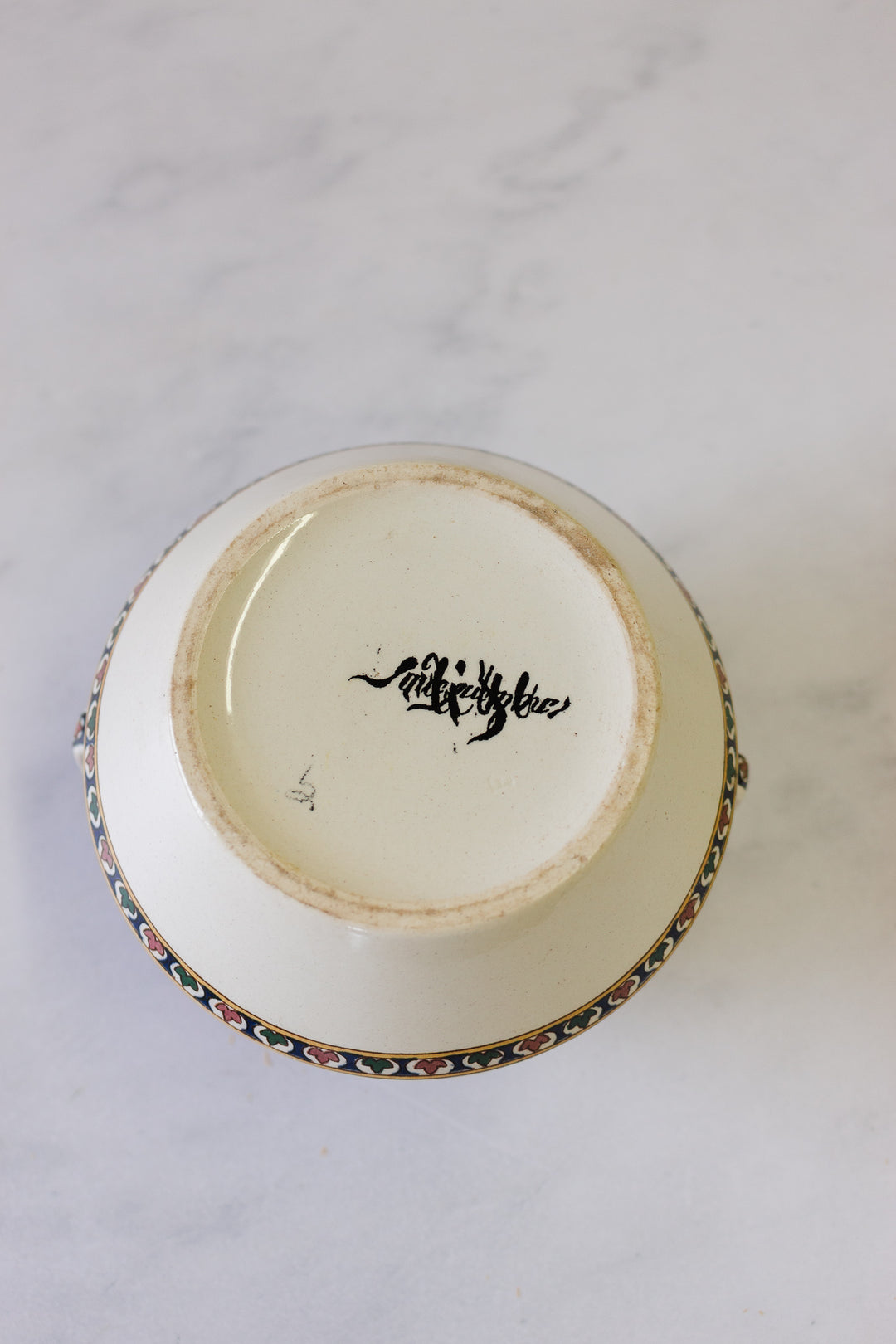 rare 1800s French Sarreguemines art nouveau transferware vessel
