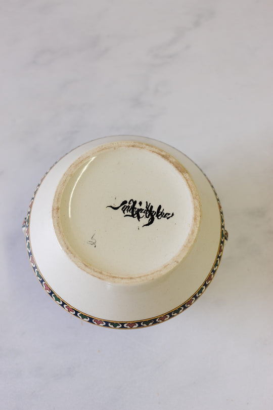 rare 1800s French Sarreguemines art nouveau transferware vessel