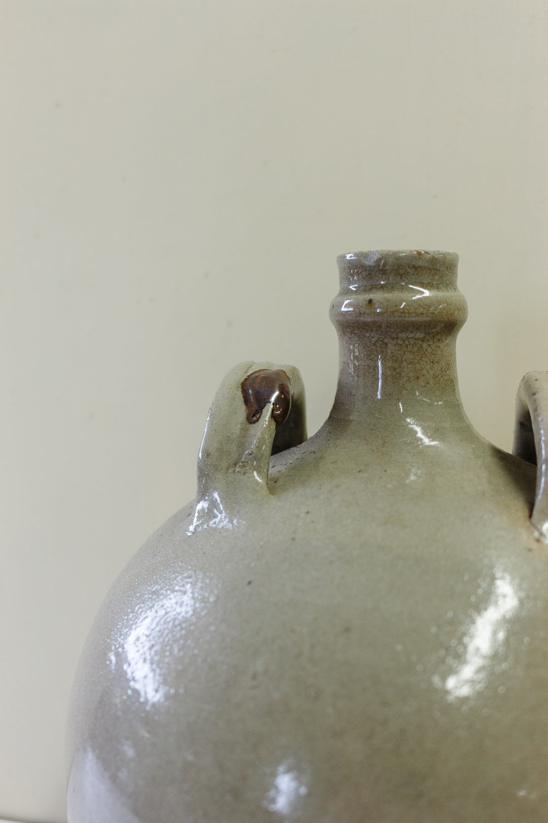 antique French stamped stoneware vessel