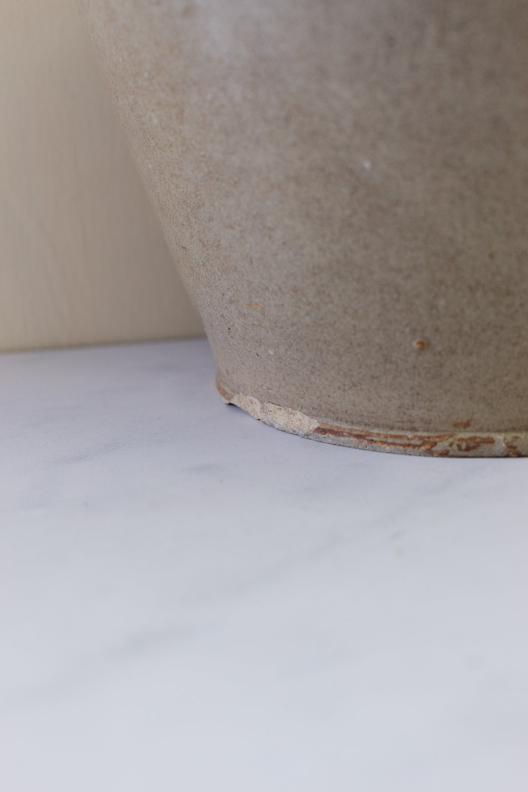 antique French stamped stoneware vessel