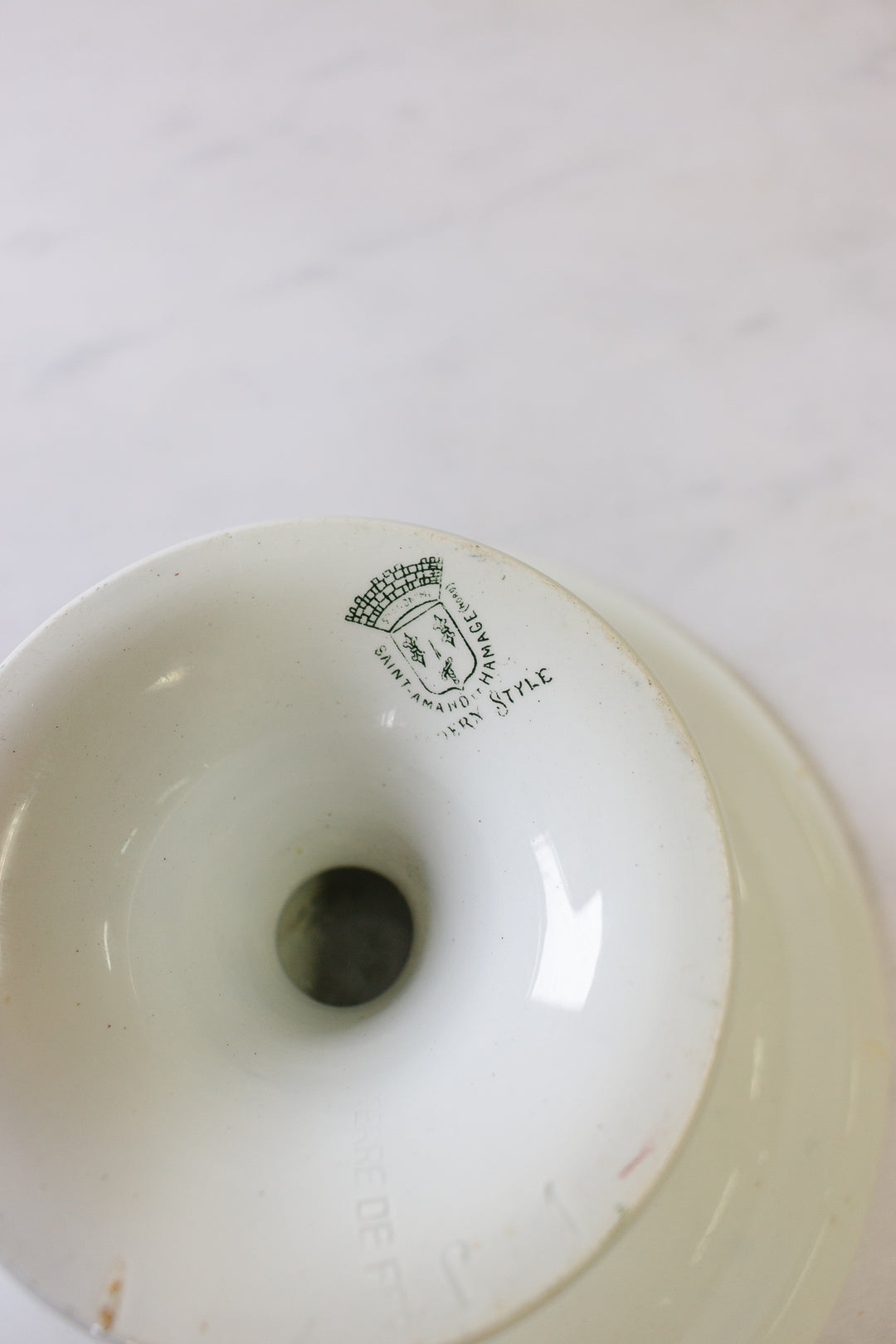 antique french St Amand transferware compotier