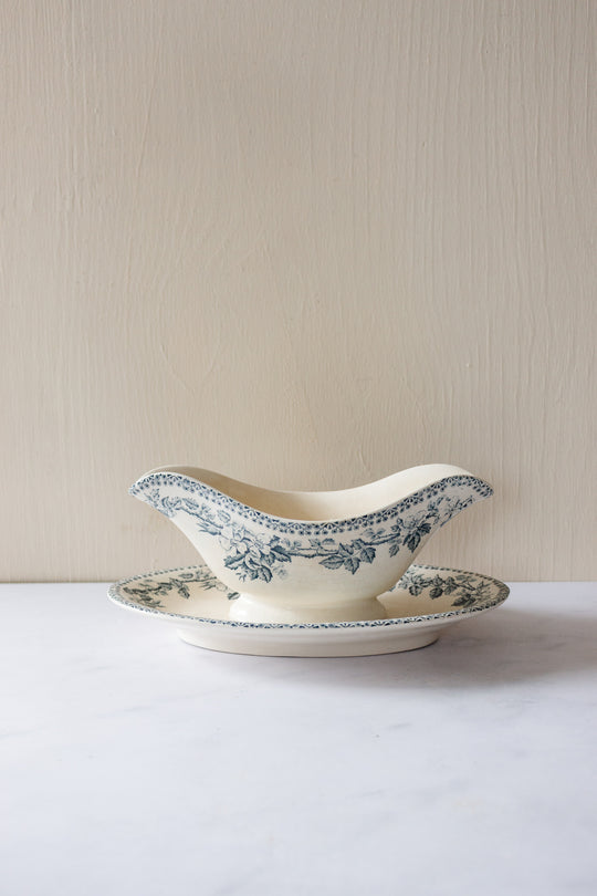 antique french Boulenger transferware gravy boat