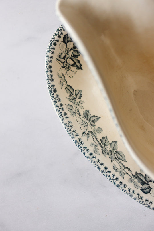 antique french Boulenger transferware gravy boat