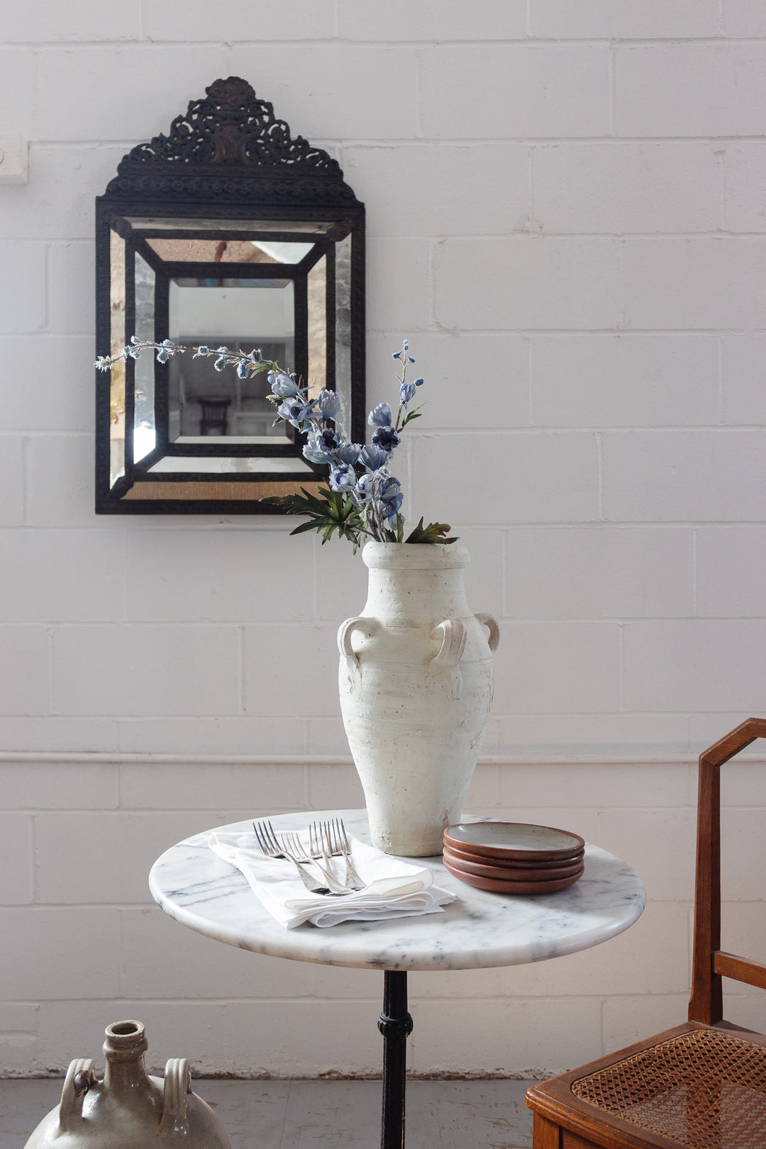 vintage french stoneware dessert plate, set of 6