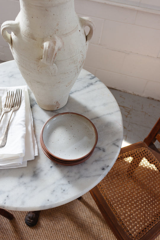 vintage french stoneware dessert plate, set of 6