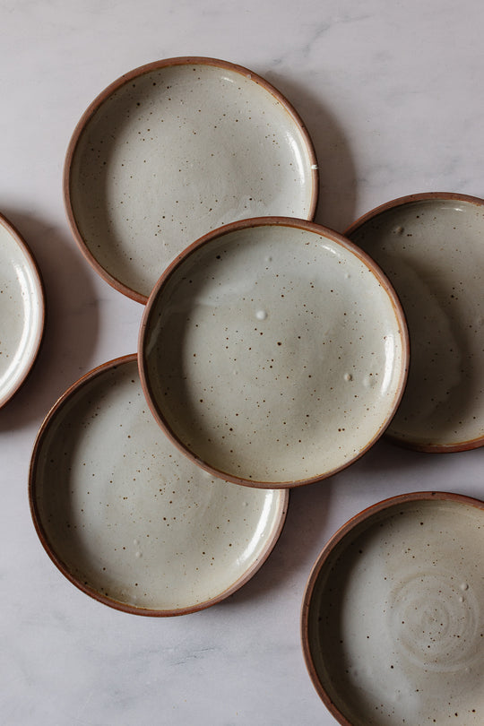 vintage french stoneware dessert plate, set of 6