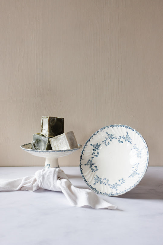 antique French longwy transferware compotier