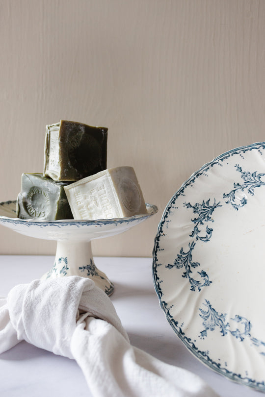 antique French longwy transferware compotier