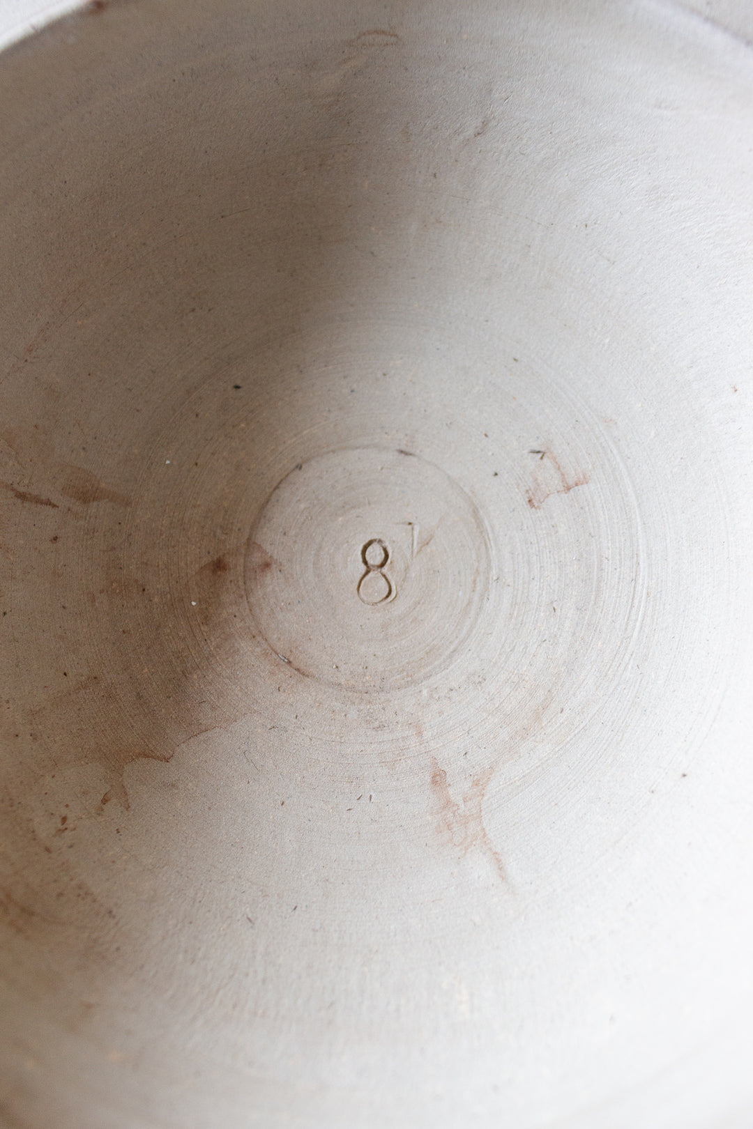 antique French large stoneware stamped bowl