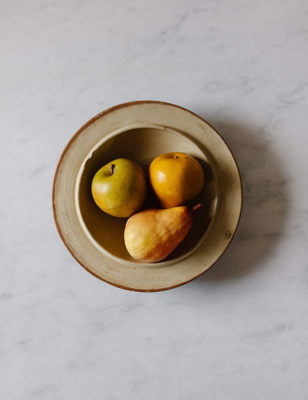 antique French large stoneware stamped bowl