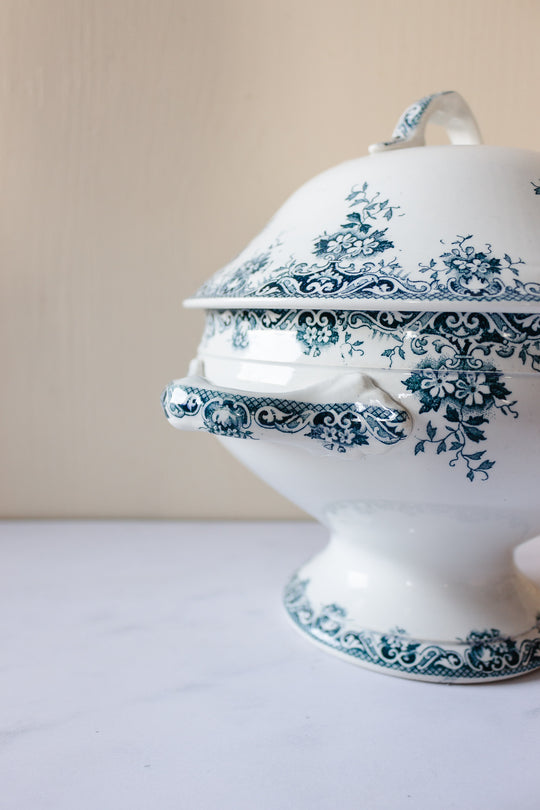 antique french transferware soupière