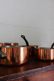vintage french graduated set of copper pots