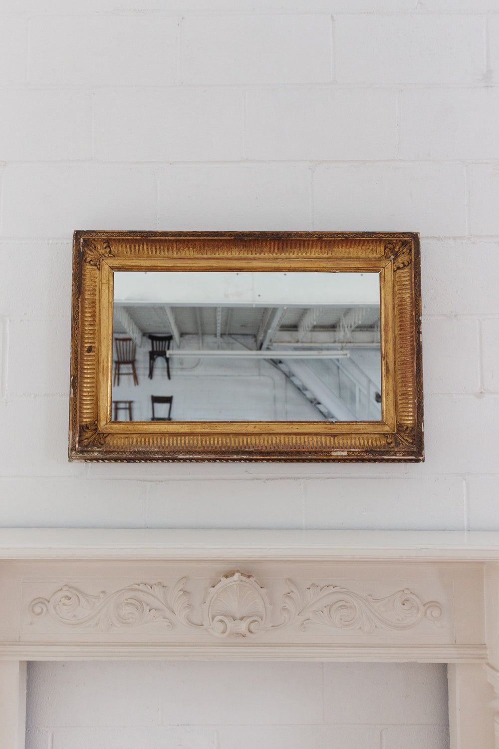 antique french wood and plaster gold mirror