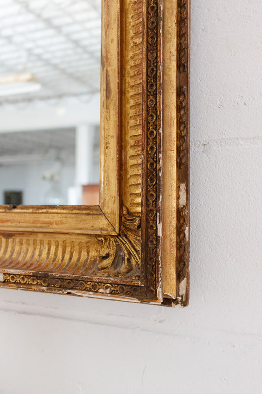 antique french wood and plaster gold mirror