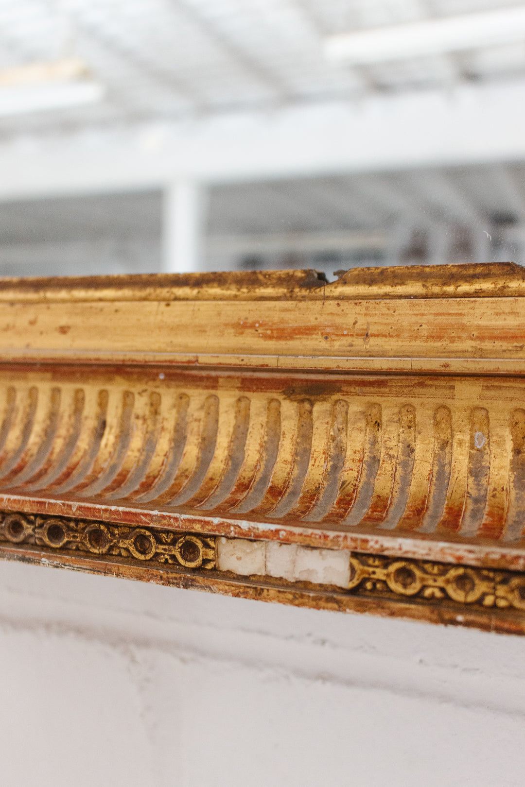 antique french wood and plaster gold mirror