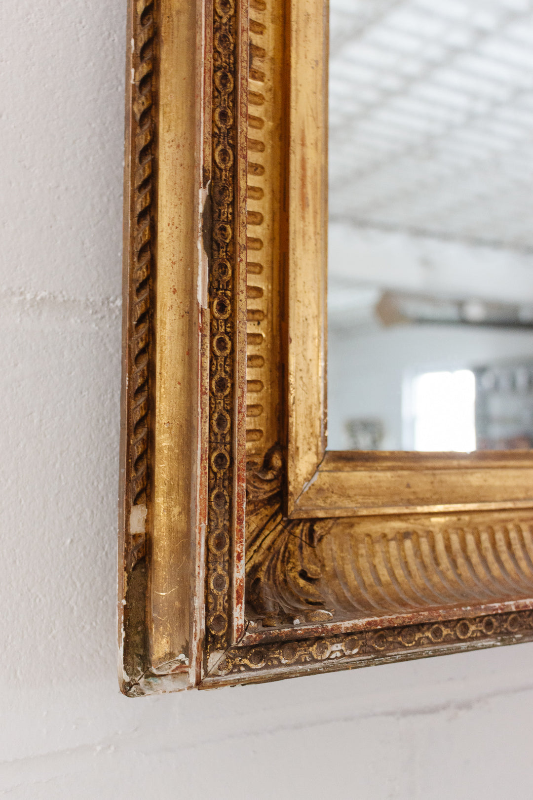 antique french wood and plaster gold mirror