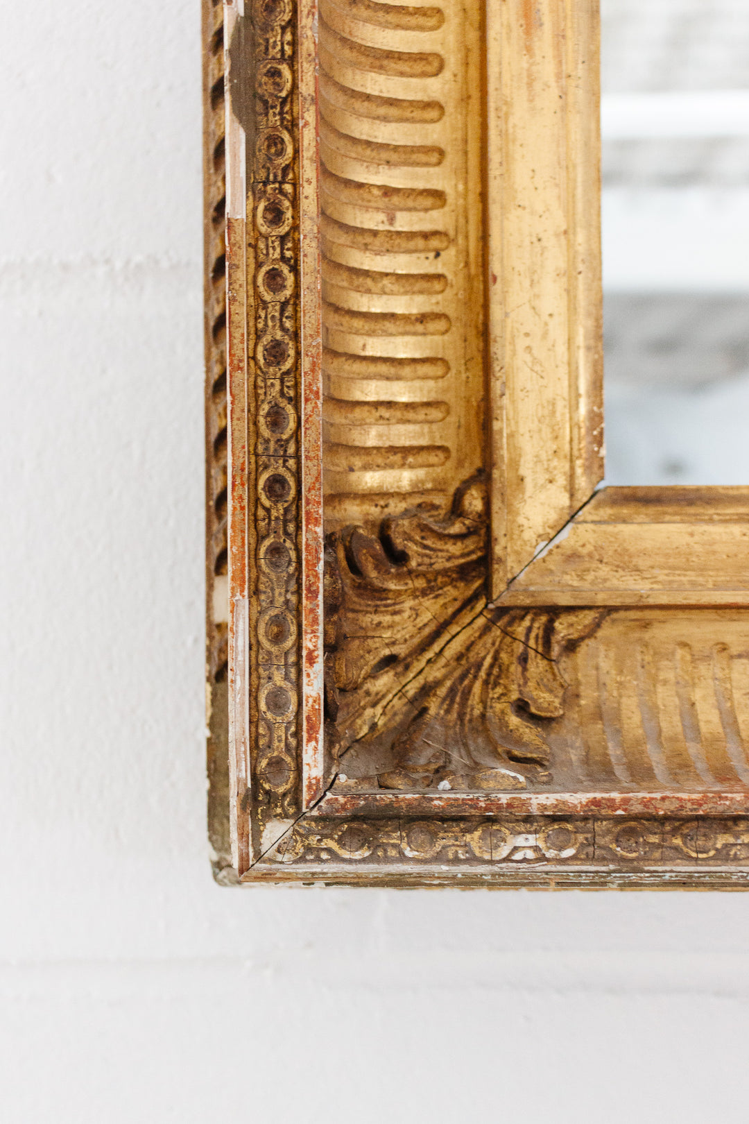 antique french wood and plaster gold mirror