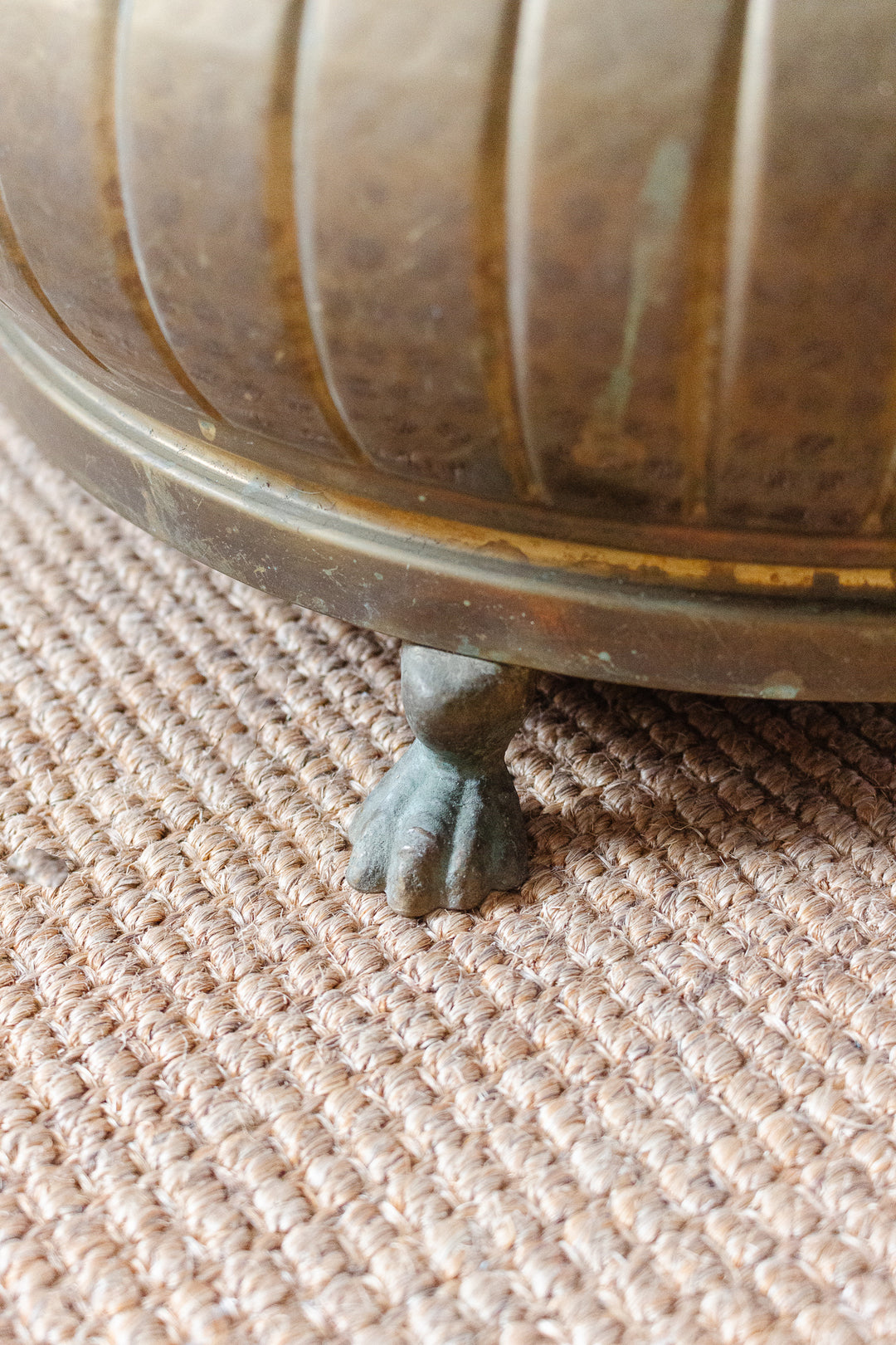 vintage french extra large lion footed brass pot