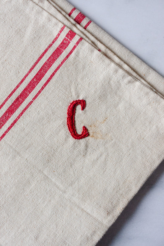 vintage french monogrammed kitchen towels