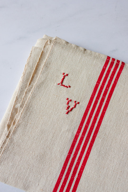 vintage french monogrammed kitchen towels