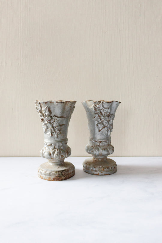 pair of 1940s French cast iron vases