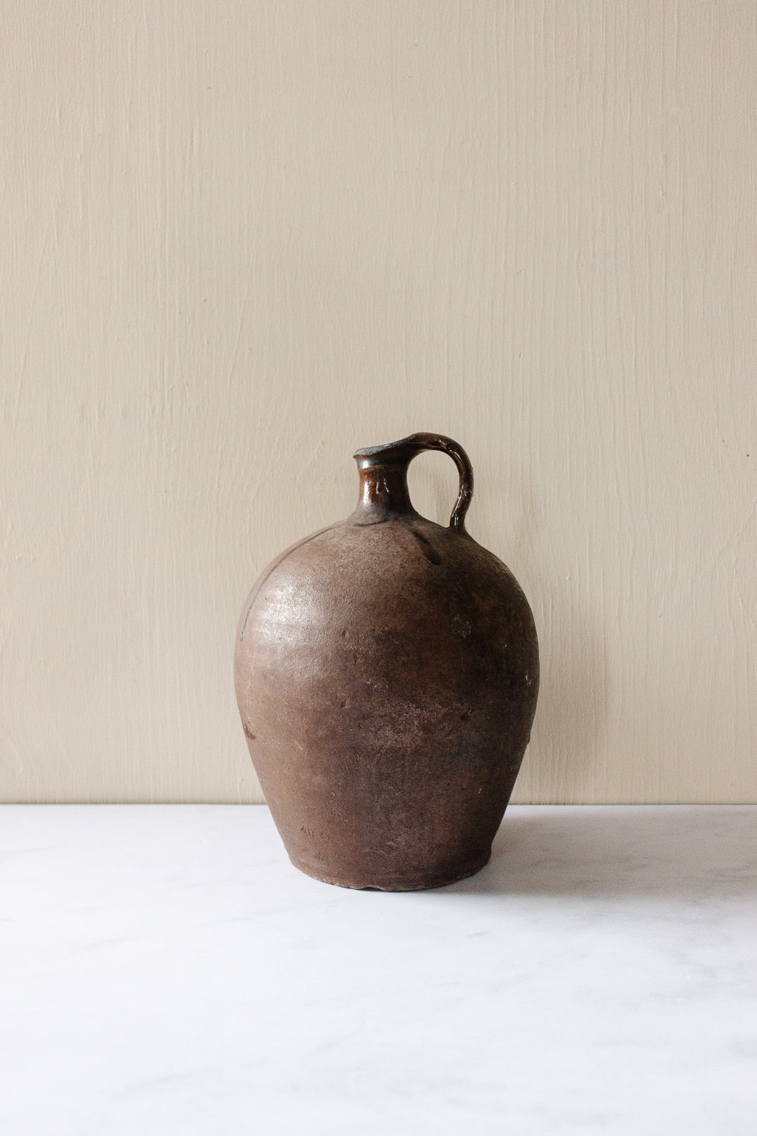antique french stoneware oil vessel
