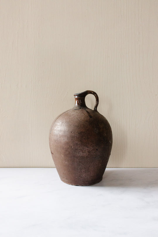 antique french stoneware oil vessel