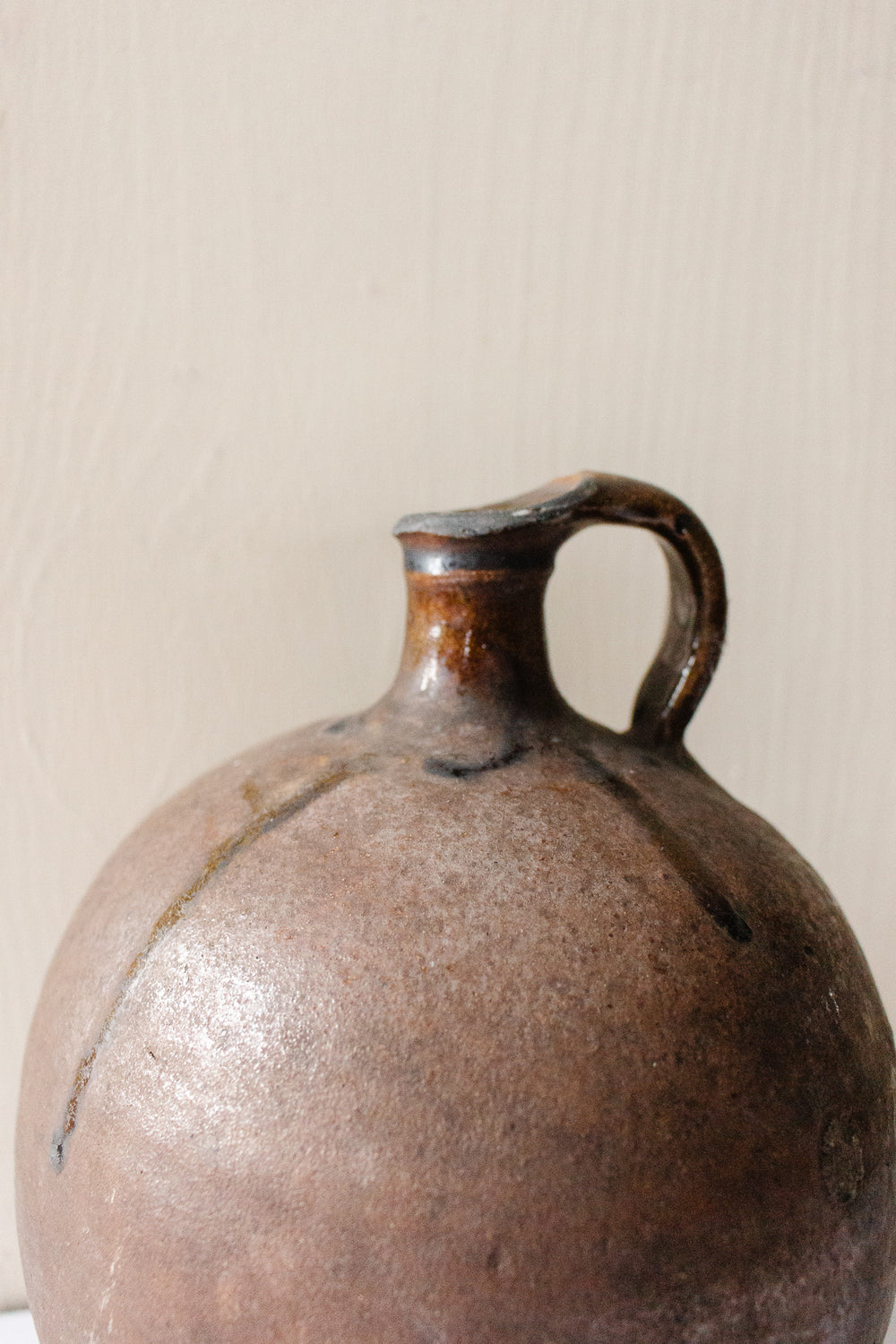 antique french stoneware oil vessel