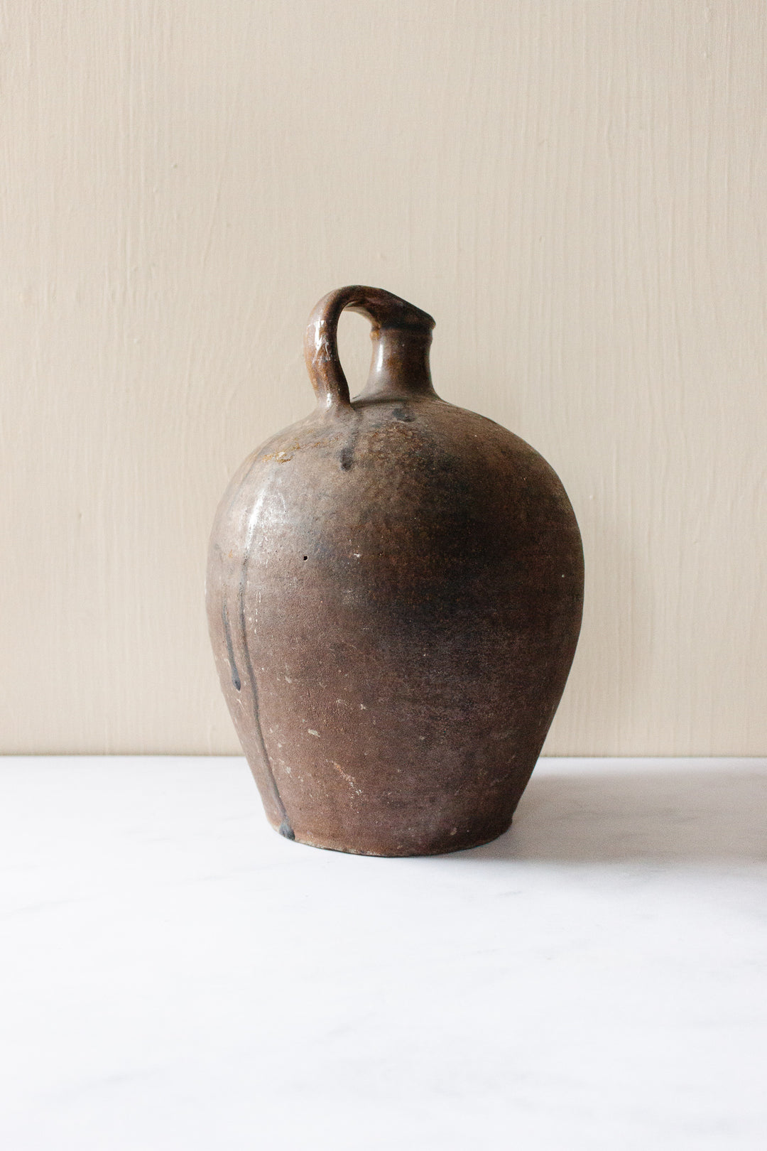 antique french stoneware oil vessel