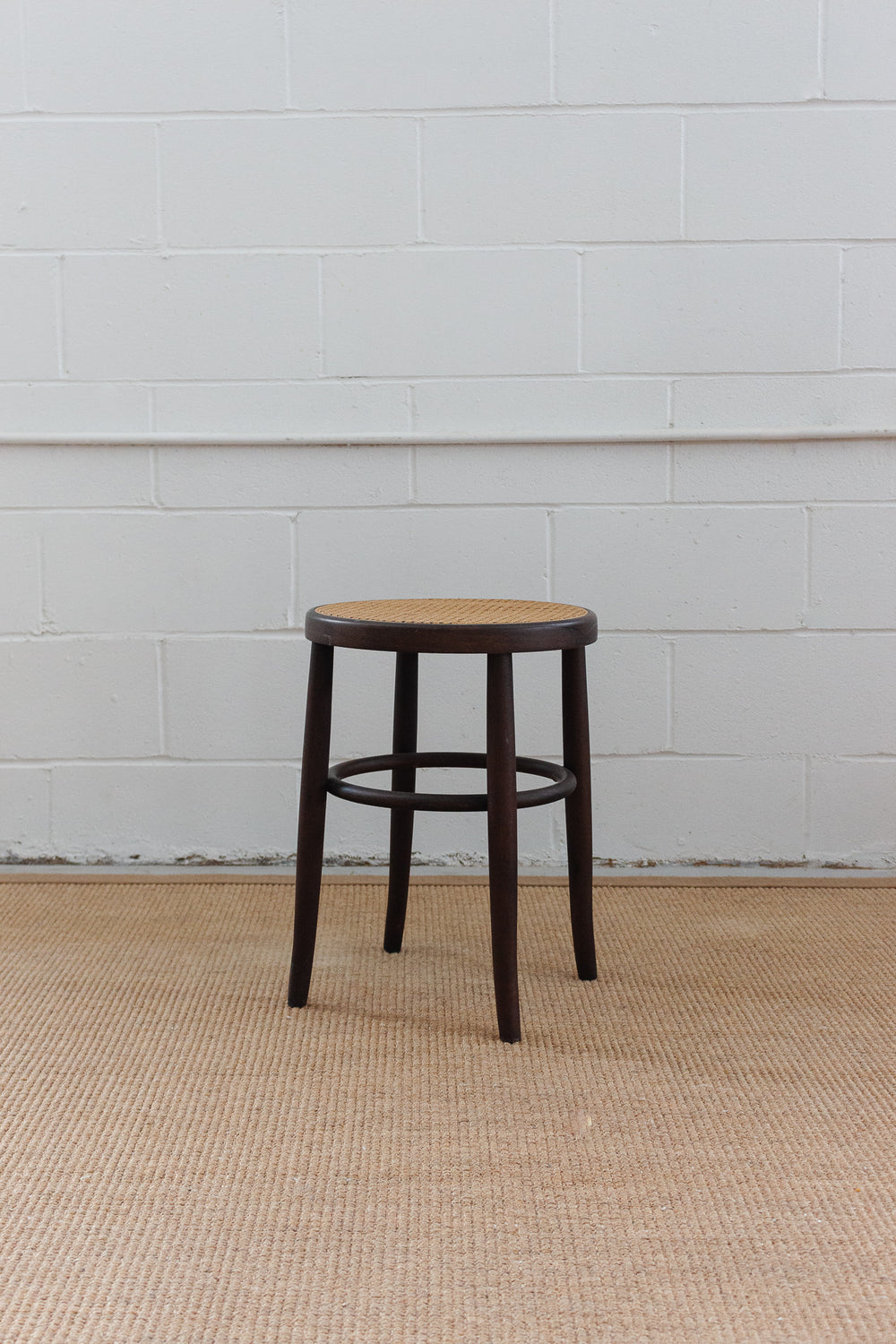 1970s french Thonet style bentwood and cane stool