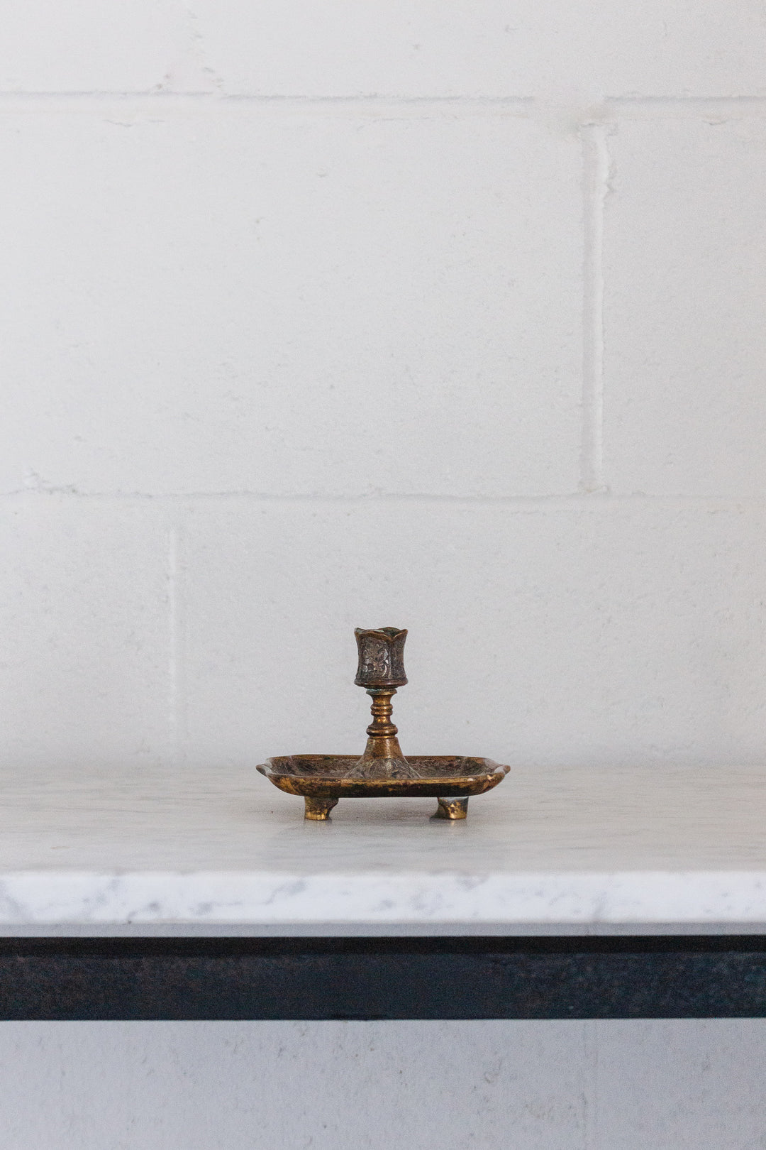 vintage french art nouveau ormolu stamped brass candlestick