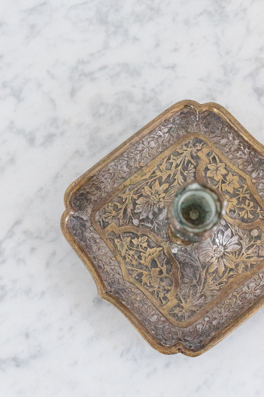 vintage french art nouveau ormolu stamped brass candlestick