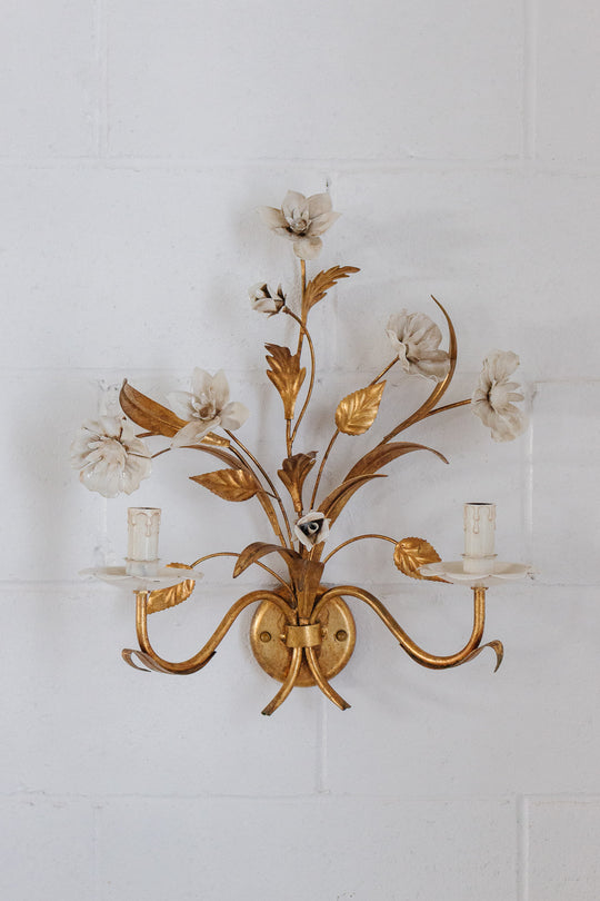 1970s French regency toleware sconce fixture