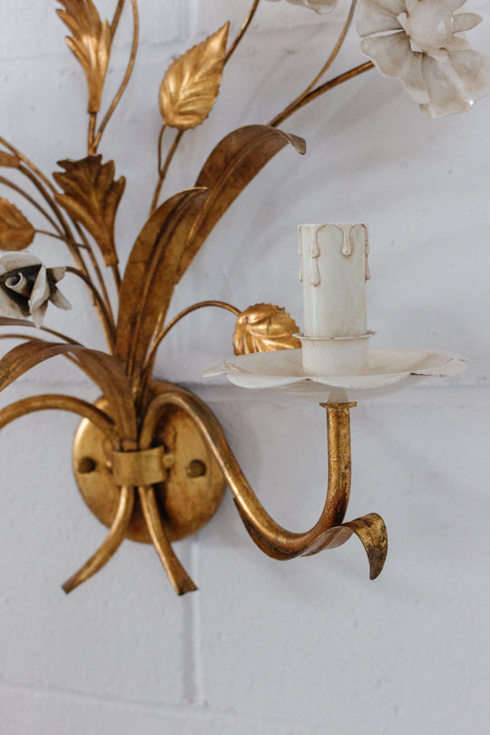 1970s French regency toleware sconce fixture