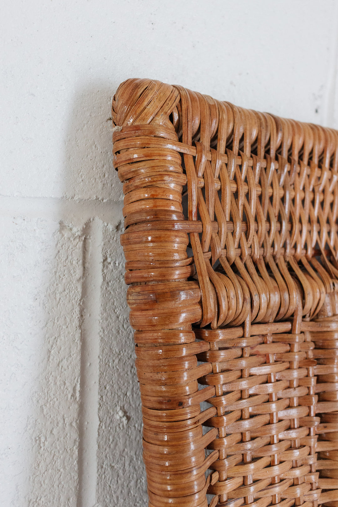 mid century French rattan & wicker frame mirror