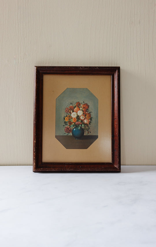 vintage English framed floral print