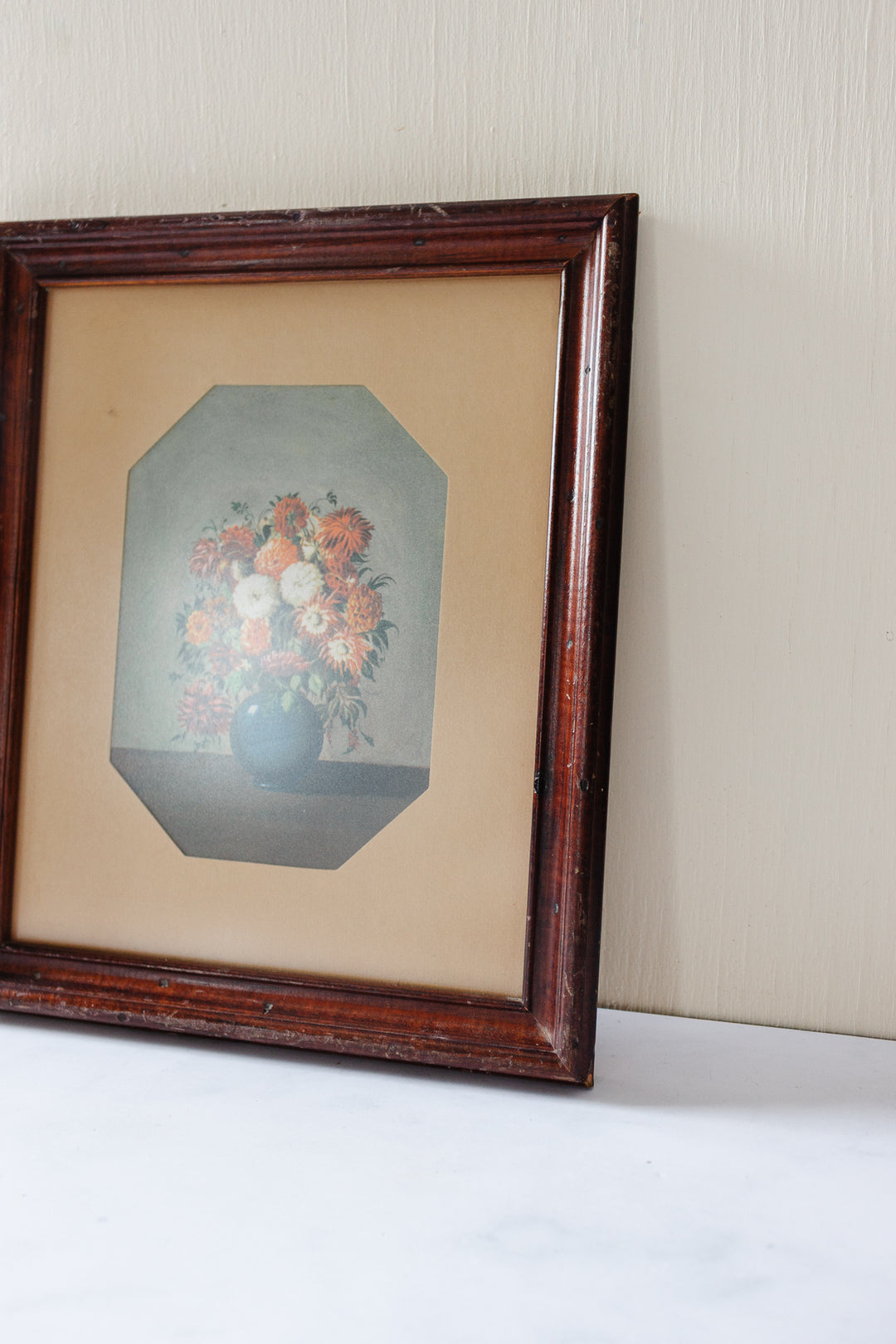 vintage English framed floral print