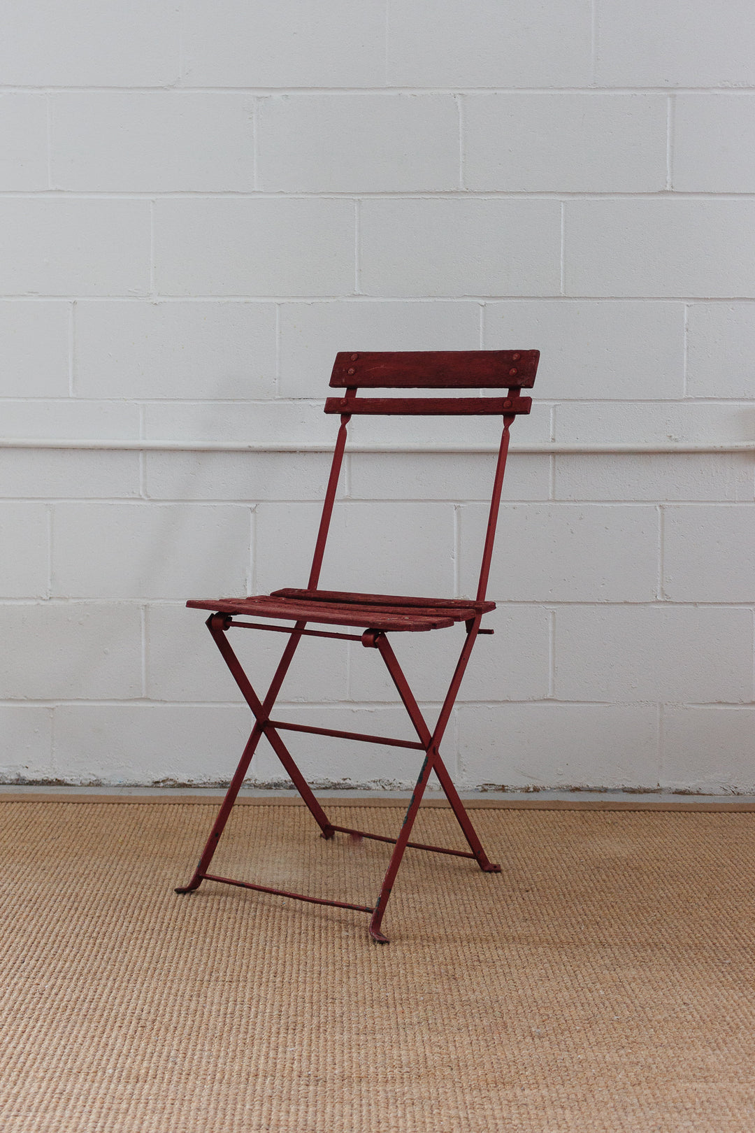 vintage French wood and wrought iron folding garden chairs