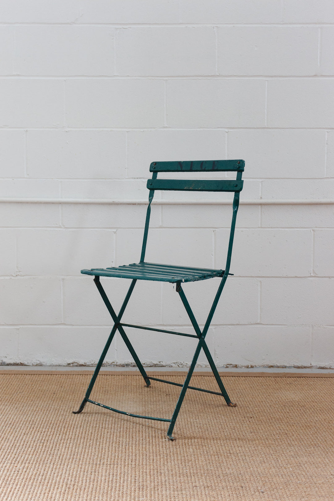 vintage French wood and wrought iron folding garden chairs