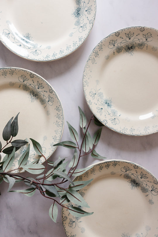 antique French “choisy le roi”  transferware plates, matching set of 4