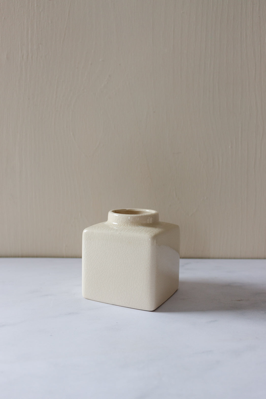 midcentury French square porcelain vase