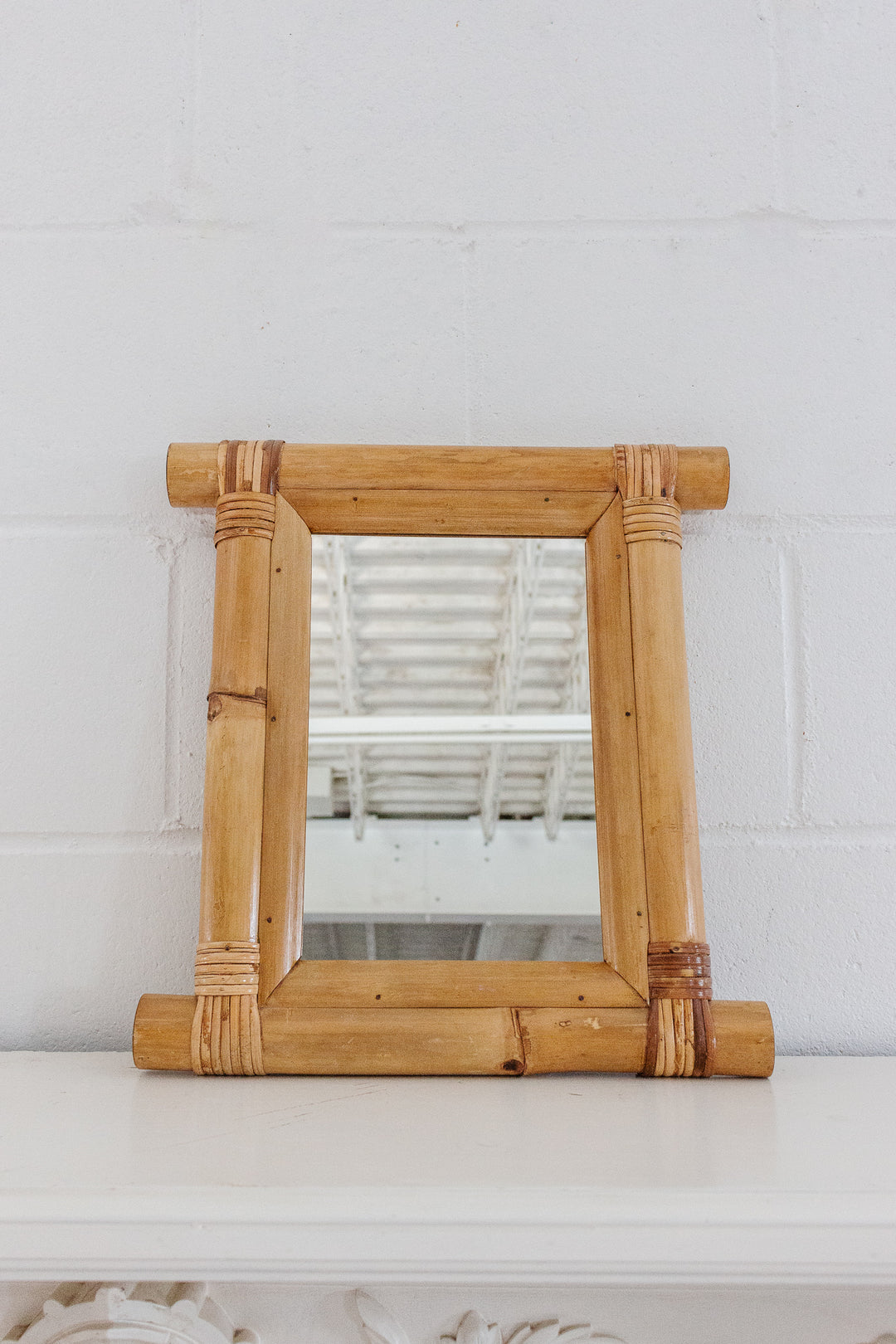mid century French bamboo mirror