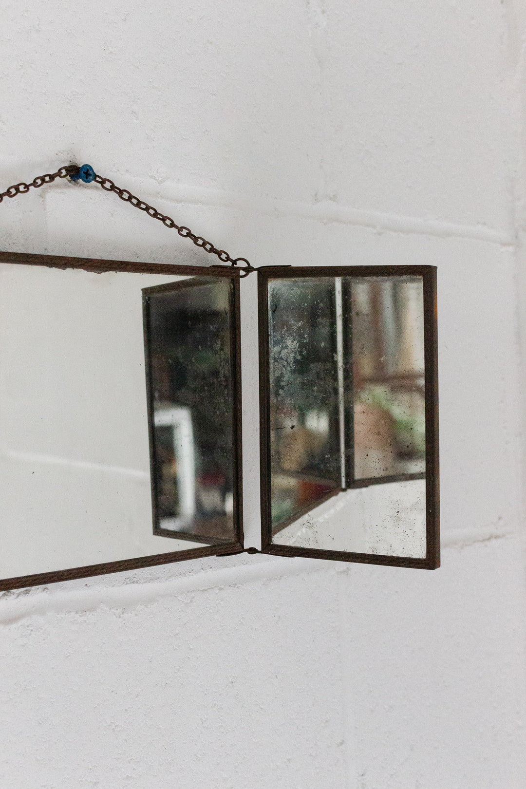 antique French triptych barber mirror