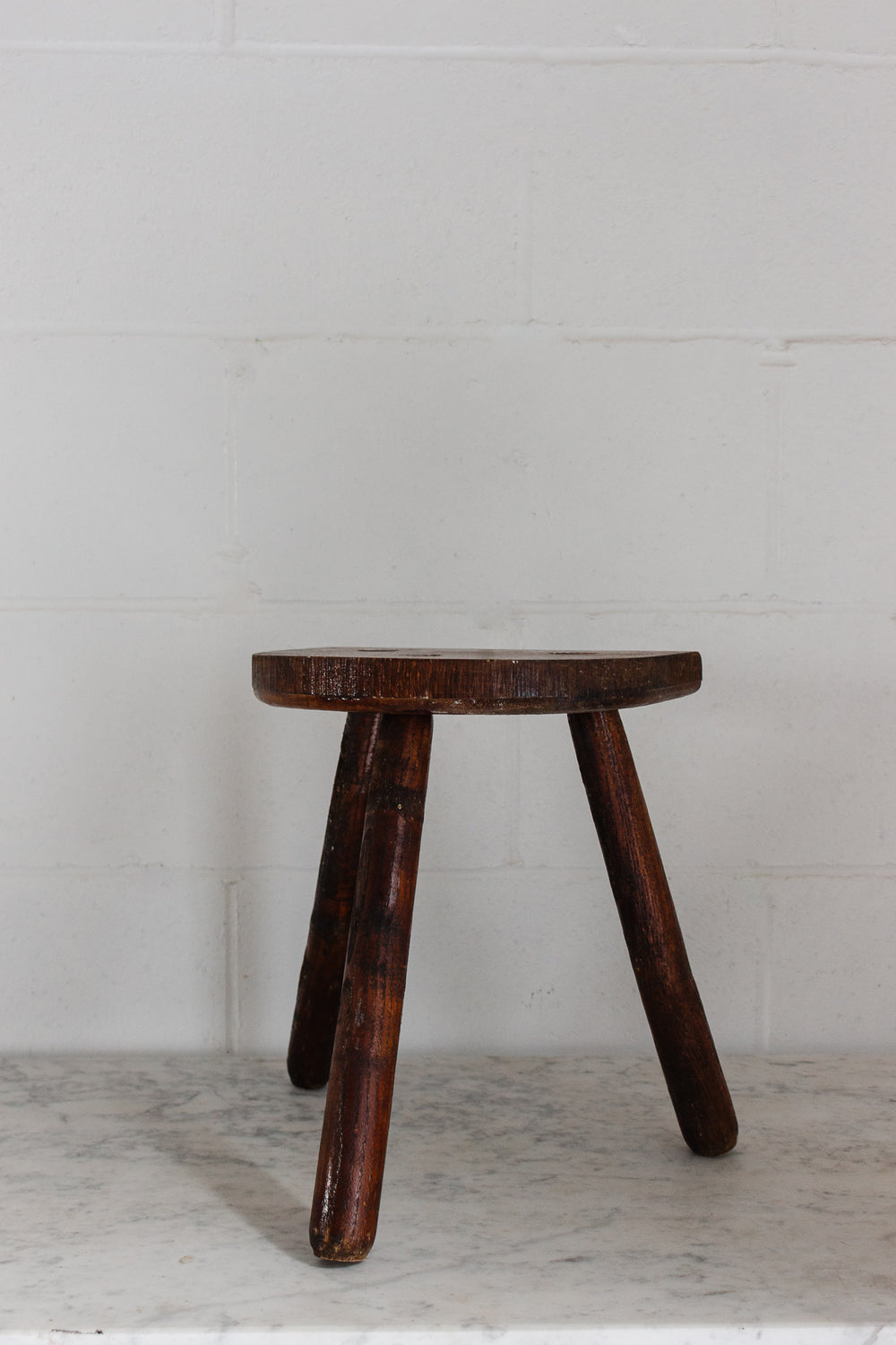 mid century French brutalist tripod stool