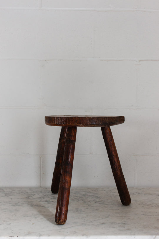 mid century French brutalist tripod stool